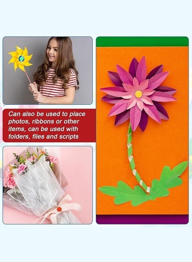 200 قطعة من دبابيس التثبيت متعددة الألوان، دبابيس تثبيت دائرية لسجل القصاصات، دبابيس تثبيت ورقية، دبابيس تثبيت للحرف اليدوية والفنون والمشاريع المدرسية ومستلزمات سجل القصاصات الزخرفية (0.24 × 0.5 بوصة) - Image 4